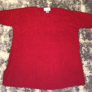 Red SUSAN GRAVER knit sleeve less pullover sweater with side splits